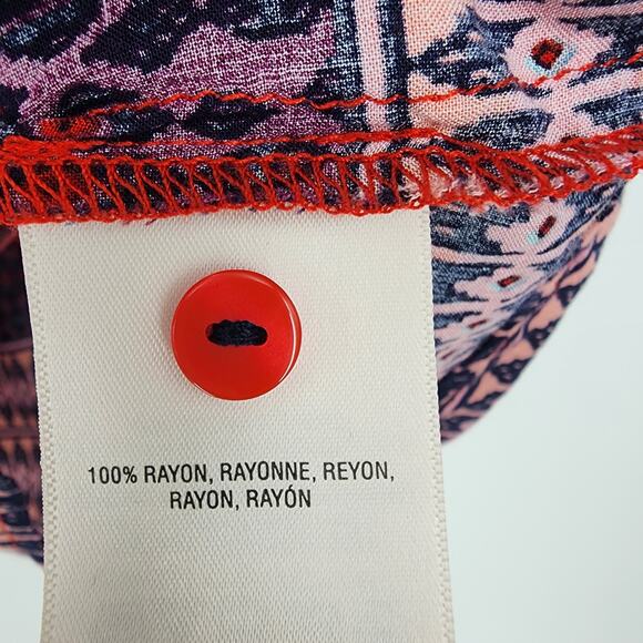 Anthropologie Maeve Woodland Walk Button Front Red Rayon Shirt Size 10 - Picture 4 of 8